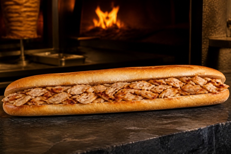 Tam Ekmek Tavuk Döner — Tam ekmek içinde sıcak tavuk döner.